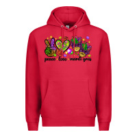 Cardinal Peace Love Mardi Gras Premium Hoodie - HowdyJamesFarm