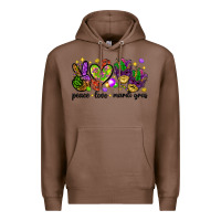 Chestnut Peace Love Mardi Gras Premium Hoodie - HowdyJamesFarm