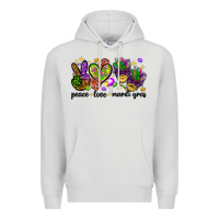 Dove Grey Peace Love Mardi Gras Premium Hoodie - HowdyJamesFarm