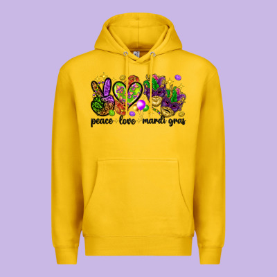 Peace Love Mardi Gras Premium Hoodie Designed By Howdyjamesfarm