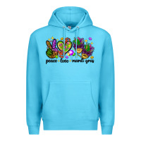 Ocean Blue Peace Love Mardi Gras Premium Hoodie - HowdyJamesFarm