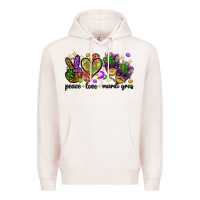 Pale Pink Peace Love Mardi Gras Premium Hoodie - HowdyJamesFarm