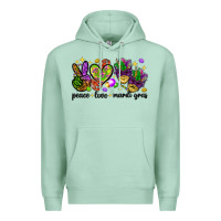 Seafoam Peace Love Mardi Gras Premium Hoodie - HowdyJamesFarm