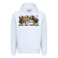 White Peace Love Mardi Gras Premium Hoodie - HowdyJamesFarm