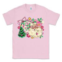 Bubblegum Pink pink santa and disco ball with christmas tree Classic Tee - MaliasSmallBusiness