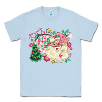 Dusty Blue pink santa and disco ball with christmas tree Classic Tee - MaliasSmallBusiness