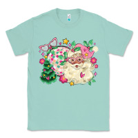 Seafoam pink santa and disco ball with christmas tree Classic Tee - MaliasSmallBusiness