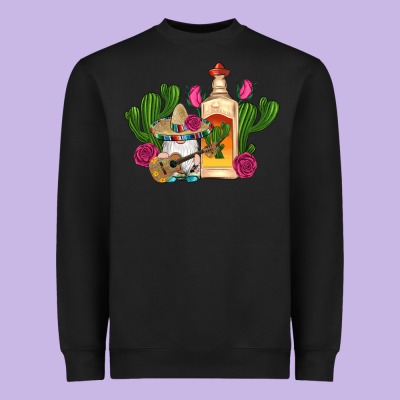 Mexican Tequila Gnomes Guitar Roses Cactus Serape Heavyweight Sweatshirt Designed By Artiststas
