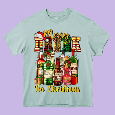 Merry Drunk Im Christmas Heavy Core Tee Designed By Adodesignshop