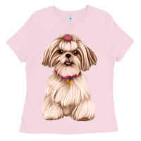 Bubblegum Pink shih tzu Ladies Tee - Artiststas