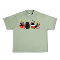 Oil Green christmas cats Urban Heavy Tee - MaliasSmallBusiness