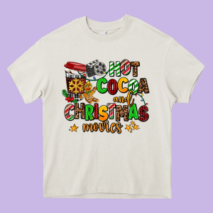 Hot Cocoa And Christmas Movies Heavy Core Tee Designed By Adodesignshop
