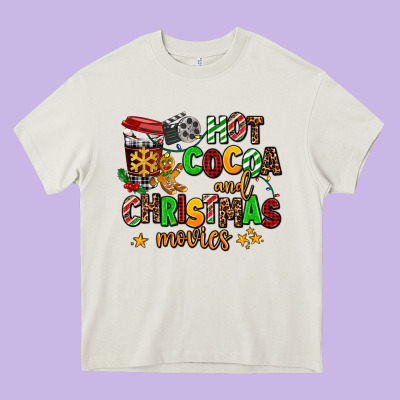 Hot Cocoa And Christmas Movies Heavy Core Tee Designed By Adodesignshop