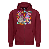 Burgundy Easter gnome and rabbit Easter Day Zipper Hoodie - HowdyJamesFarm