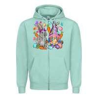 Seafoam Easter gnome and rabbit Easter Day Zipper Hoodie - HowdyJamesFarm