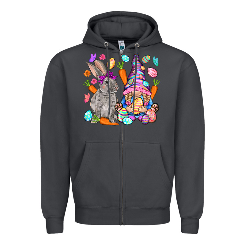 Easter Gnome And Rabbit Easter Day Zipper Hoodie by HowdyJamesFarm | Teevron