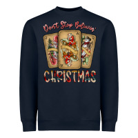Navy dont stop believin christmas Heavyweight Sweatshirt - SublimationCraftShop