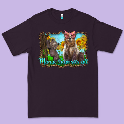 Mama Bear Sees All With Sunflowers Premium Tee Designed By Artiststas