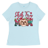 Baby Blue shih tzu mom Ladies Tee - Artiststas