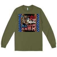 Army Green Western Red White Rawr Dinosaur Long Sleeve Tee - LillyAllenDesigns