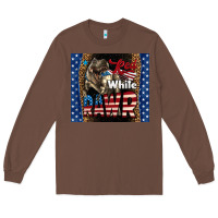 Chestnut Western Red White Rawr Dinosaur Long Sleeve Tee - LillyAllenDesigns