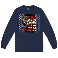 Navy Western Red White Rawr Dinosaur Long Sleeve Tee - LillyAllenDesigns