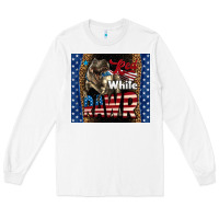 White Western Red White Rawr Dinosaur Long Sleeve Tee - LillyAllenDesigns