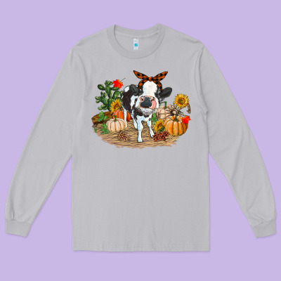 Fall Baby Cow Long Sleeve Tee Designed By Ranaportraitstore