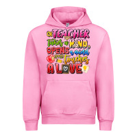 Fuchsia Pink a Teacher Takes a Hand Opens a mind and Touches A Urban Hoodie - CowhideDigitalArt