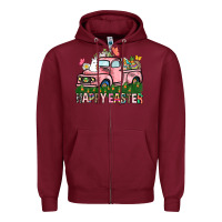 Burgundy Happy Easter Day truck Zipper Hoodie - HowdyJamesFarm