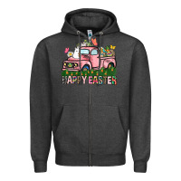 Charcoal Heather Happy Easter Day truck Zipper Hoodie - HowdyJamesFarm