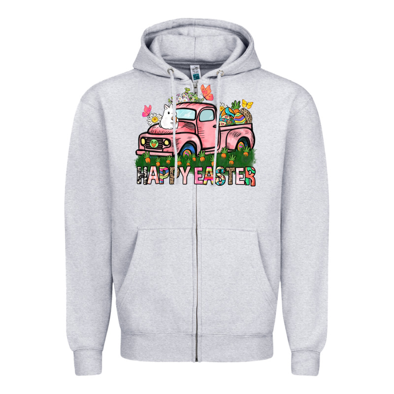 Happy Easter Day Truck Zipper Hoodie by HowdyJamesFarm | Teevron