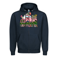 Navy Happy Easter Day truck Zipper Hoodie - HowdyJamesFarm