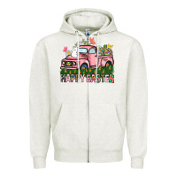 Oatmeal Heather Happy Easter Day truck Zipper Hoodie - HowdyJamesFarm