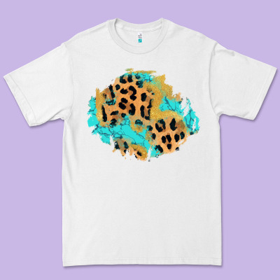 Glitter Leopard Turquoise Patch Premium Tee Designed By Adodesignshop