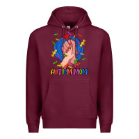 Burgundy Autism Mom Premium Hoodie - CowGirlArtShop