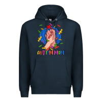 Navy Autism Mom Premium Hoodie - CowGirlArtShop