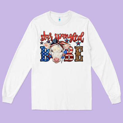 Western Star Spangled Baby Cow Long Sleeve Tee Designed By Lillyallendesigns