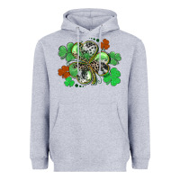 Heather Grey St. Patrick's Day shamrock leopard and cowhide Heavyweight Hoodie - CowGirlArtShop