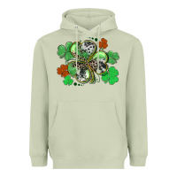 Matcha St. Patrick's Day shamrock leopard and cowhide Heavyweight Hoodie - CowGirlArtShop