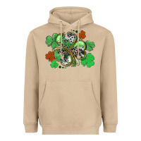 Mushroom St. Patrick's Day shamrock leopard and cowhide Heavyweight Hoodie - CowGirlArtShop