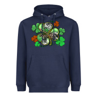 Navy St. Patrick's Day shamrock leopard and cowhide Heavyweight Hoodie - CowGirlArtShop