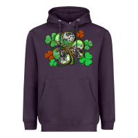 Plum St. Patrick's Day shamrock leopard and cowhide Heavyweight Hoodie - CowGirlArtShop