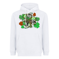 White St. Patrick's Day shamrock leopard and cowhide Heavyweight Hoodie - CowGirlArtShop