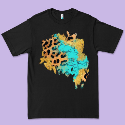 Glitter Leopard Turquoise Patch Premium Tee Designed By Adodesignshop