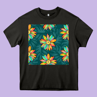 Colorful Tropical Flowers Seamless Pattern Heavy Core Tee Designed By Bundleandbundleshop