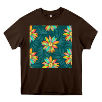 Chocolate Brown colorful tropical flowers seamless pattern Heavy Core Tee - BundleAndBundleShop