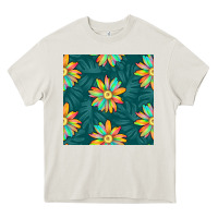 Cream colorful tropical flowers seamless pattern Heavy Core Tee - BundleAndBundleShop