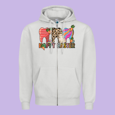 Happy Easter Dental Zipper Hoodie Designed By Howdyjamesfarm