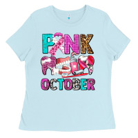 Baby Blue pink october Ladies Tee - AdoDesignShop